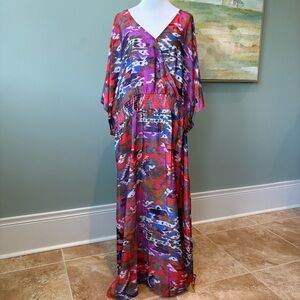 Aztec Coastal Dopamine Vibrant Multicolor Stretch Maxi Dress Sz 3X
